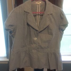 Cato blue and white stripe short sleeve blazer